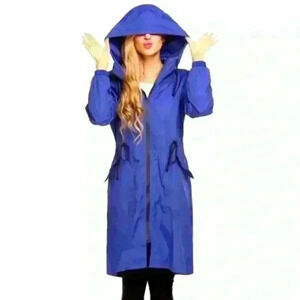 ELESOL Women's Rain Jacket Waterproof Lightweight Long Raincoat purple Sz large